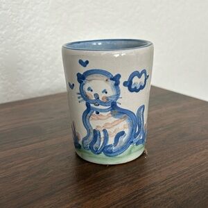 Hadley Pottery Julep Cup country scene blue